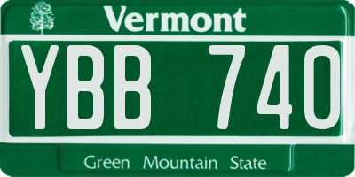 VT license plate YBB740