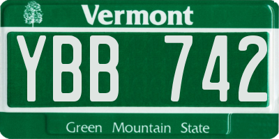 VT license plate YBB742
