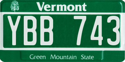 VT license plate YBB743