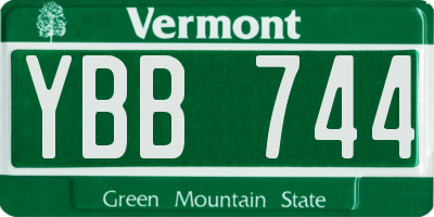 VT license plate YBB744