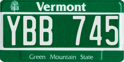VT license plate YBB745