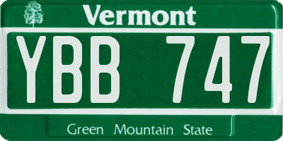 VT license plate YBB747