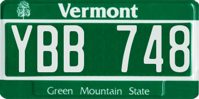 VT license plate YBB748
