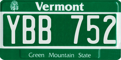 VT license plate YBB752