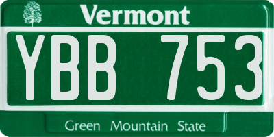 VT license plate YBB753