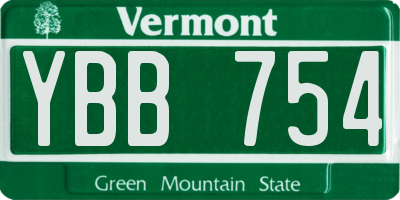 VT license plate YBB754