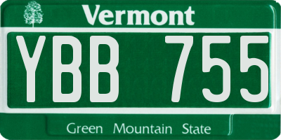 VT license plate YBB755