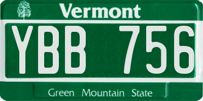 VT license plate YBB756
