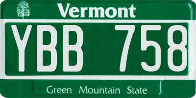 VT license plate YBB758