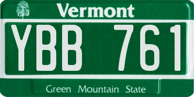 VT license plate YBB761