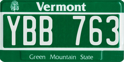 VT license plate YBB763