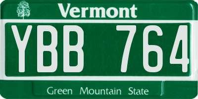 VT license plate YBB764
