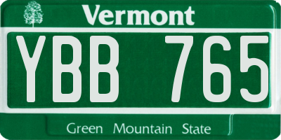 VT license plate YBB765
