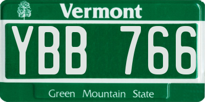 VT license plate YBB766