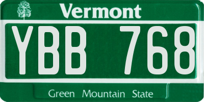 VT license plate YBB768