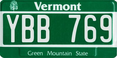 VT license plate YBB769