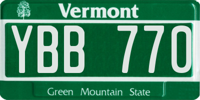VT license plate YBB770