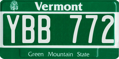 VT license plate YBB772