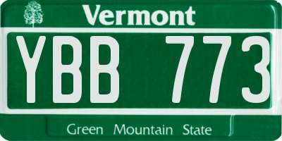 VT license plate YBB773