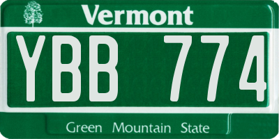 VT license plate YBB774