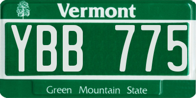 VT license plate YBB775