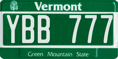 VT license plate YBB777
