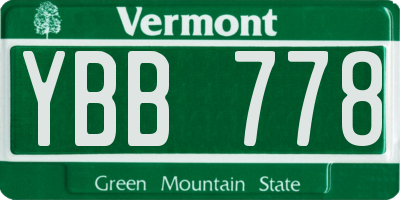 VT license plate YBB778