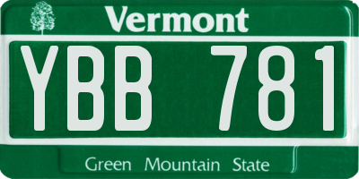 VT license plate YBB781
