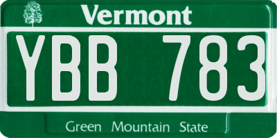 VT license plate YBB783