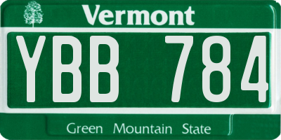 VT license plate YBB784