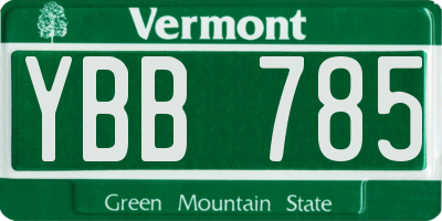 VT license plate YBB785
