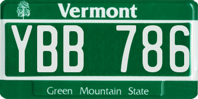 VT license plate YBB786