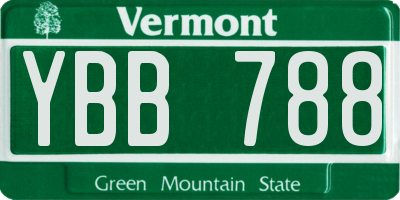 VT license plate YBB788