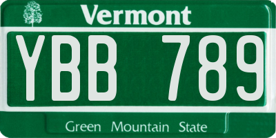 VT license plate YBB789