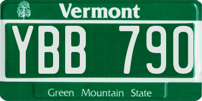 VT license plate YBB790
