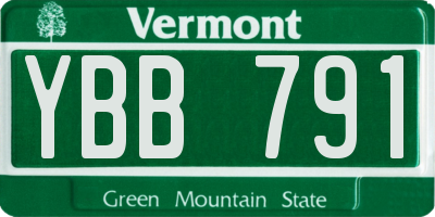 VT license plate YBB791