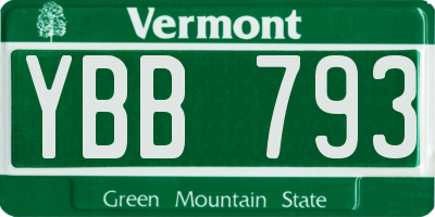 VT license plate YBB793