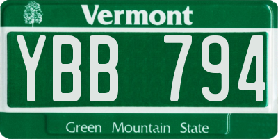 VT license plate YBB794