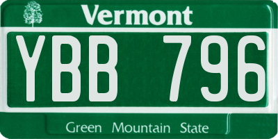 VT license plate YBB796