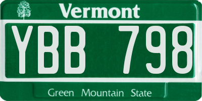 VT license plate YBB798