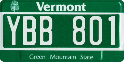 VT license plate YBB801