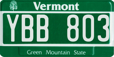 VT license plate YBB803