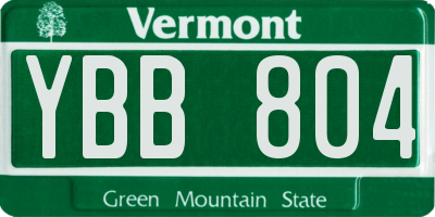VT license plate YBB804