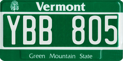 VT license plate YBB805