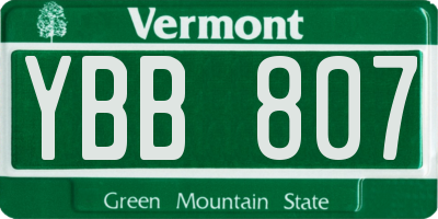 VT license plate YBB807