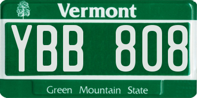 VT license plate YBB808