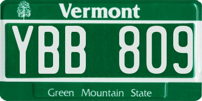VT license plate YBB809