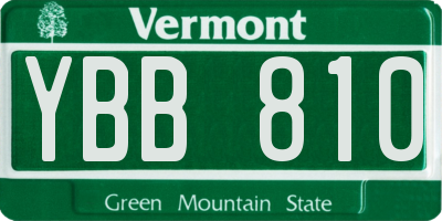 VT license plate YBB810
