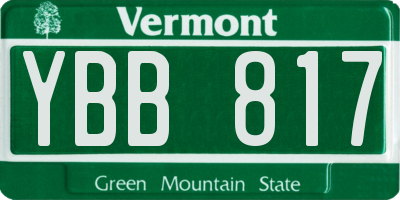 VT license plate YBB817
