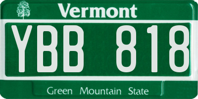 VT license plate YBB818